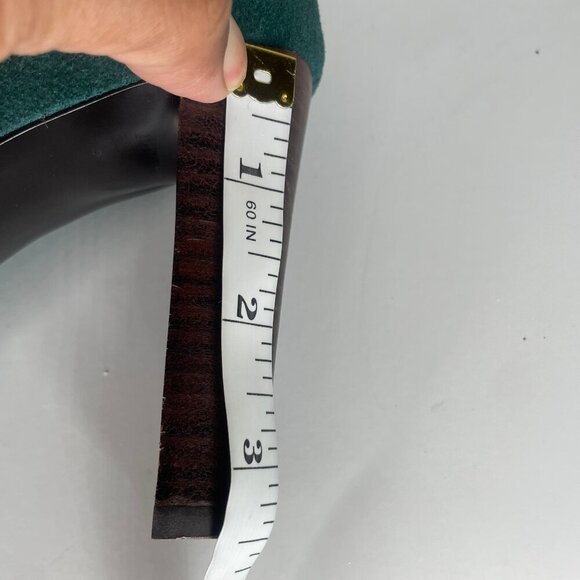 Pazzo Juniper Green Suede Outer Leather Upper Peep Accent 3 1/2' Heel Sz 7M - Picture 5 of 9